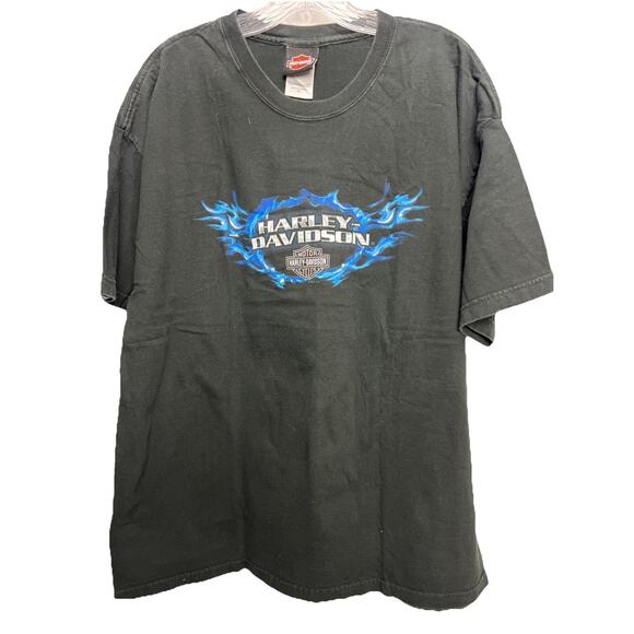 Harley-Davidson 2004 Vintage Black Shirt With Blue Flames